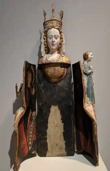 The Shrine Madonna, opened image with a sun cross inside, located in Bode Museum.